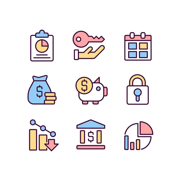 Corporate Management Pixel Perfect Rgb Color Icons Set Finance Banking — Image vectorielle