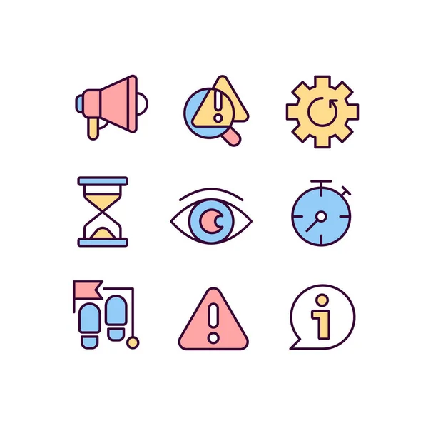Business Process Timing Pixel Perfect Rgb Color Icons Set Promotional — Stockvektor