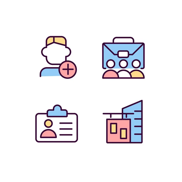 Employment Pixel Perfect Rgb Color Icons Set Company Personnel Hiring — Stockový vektor