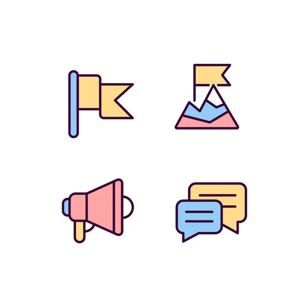 Achievement Pixel Perfect Rgb Color Icons Set Goal Accomplishment Communication — 图库矢量图片