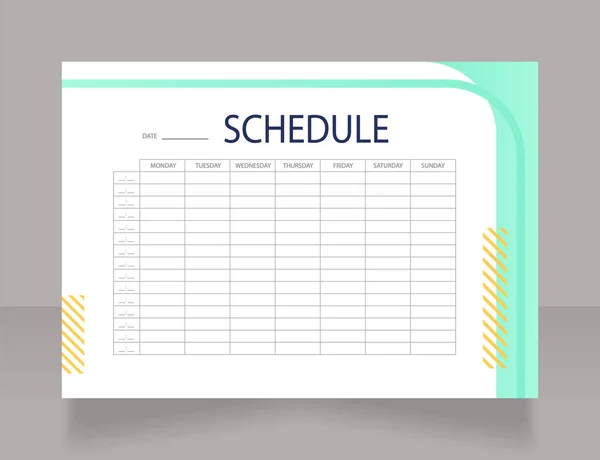 School Workflow Schedule Worksheet Design Template Printable Goal Setting Sheet — Vettoriale Stock