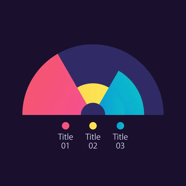 Arch Infographic Chart Design Template Dark Theme Three Sections Editable — Image vectorielle