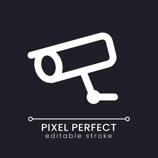 Surveillance Pixel Perfect White Linear Icon Dark Theme Cctv Security — Stock Vector