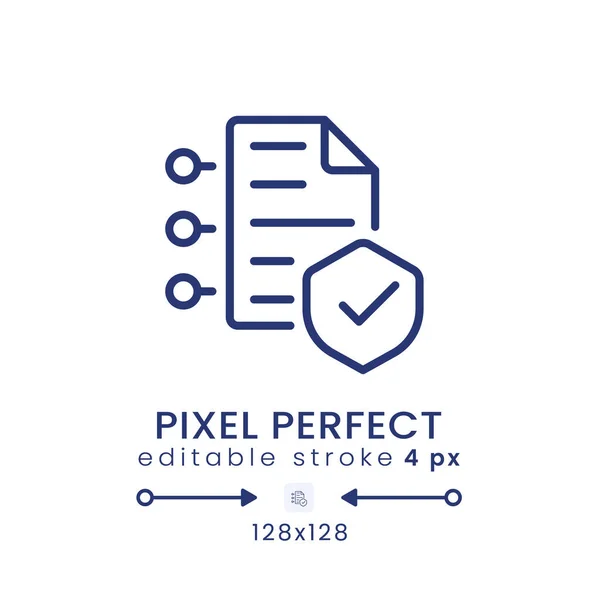 Cybersecurity Försäkring Linjär Skrivbordsikon Minska Riskerna Nätaffärer Pixel Perfekt 128X128 — Stock vektor