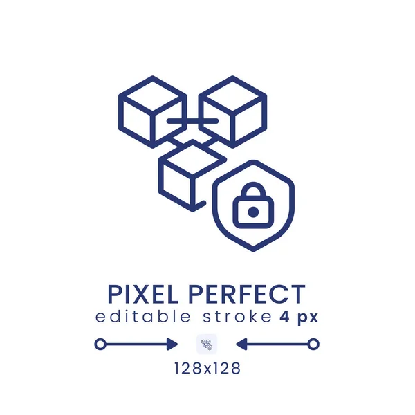 Blokkoláslánc Védelem Lineáris Asztali Ikon Kockázatkezelési Rendszer Csalásmegelőzés Pixel Tökéletes — Stock Vector