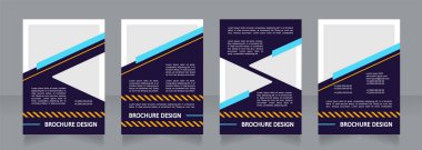 Service information dark blank brochure design. Urban planning. Template set with copy space for text. Premade corporate reports collection. Editable 4 paper pages. Calibri, Arial fonts used