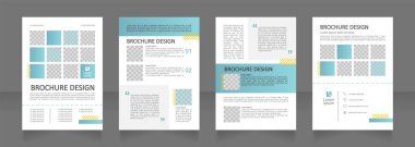 Shopping mall departments and services blank brochure design. Template set with copy space for text. Premade corporate reports collection. Editable 4 paper pages. Montserrat font used