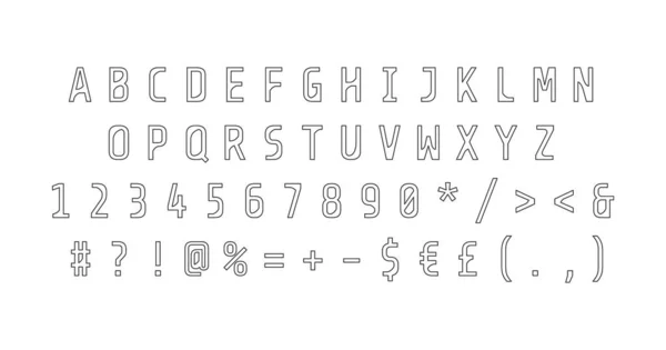 Svart Linjär Avrundad Alfabet Set Vektor Dekorativ Typografi Dekorativ Typeset — Stock vektor