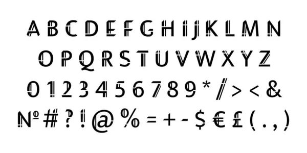 Geometryczne Cięcie Bez Alfabetu Serif Wektorowa Typografia Dekoracyjna Dekoracyjny Styl — Wektor stockowy