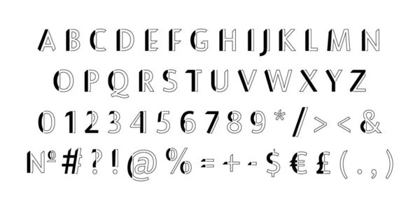 Geometryczne Liniowe Bez Zestawu Alfabetu Serif Wektorowa Typografia Dekoracyjna Dekoracyjny — Wektor stockowy