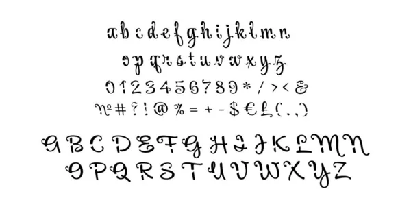 손으로 알파벳 타이포 그래피 장식적 식자공 스타일 글자는 라틴어 문자입니다 — 스톡 벡터