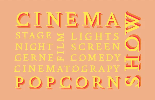 Cinéma Spectacle Mot Collage Des Mots Nuit Typographie Vectorielle Décorative — Image vectorielle