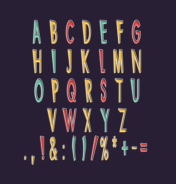 Divertente Alfabeto Nero Impostato Tema Scuro Tipografia Decorativa Vettoriale Stile — Vettoriale Stock
