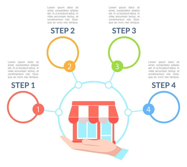Mieten Sie Räumlichkeiten Für Shop Infografik Diagramm Design Vorlage Starten — Stockvektor