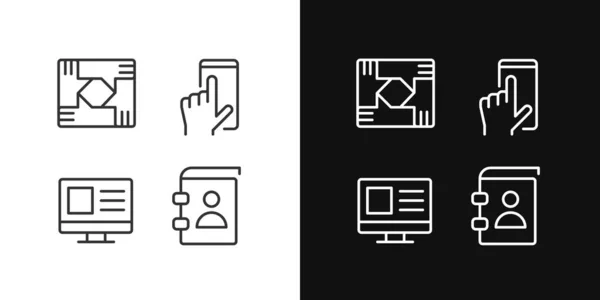 Business Processes Pixel Perfect Linear Icons Set Dark Light Mode — Vettoriale Stock