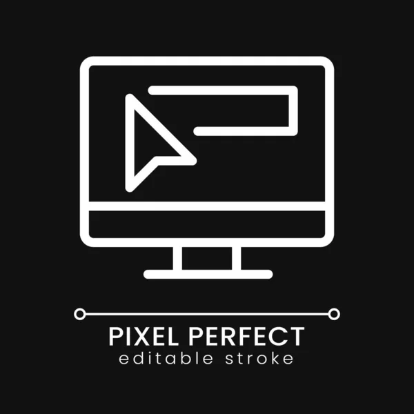 Website Address Pixel Perfect White Linear Icon Dark Theme Business — Vetor de Stock