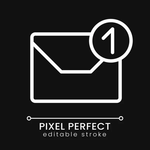 Píxel Notificación Correo Electrónico Icono Lineal Blanco Perfecto Para Tema — Vector de stock
