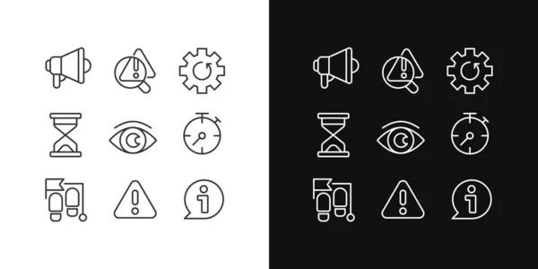 Business Process Timing Pixel Perfect Linear Icons Set Dark Light — стоковый вектор
