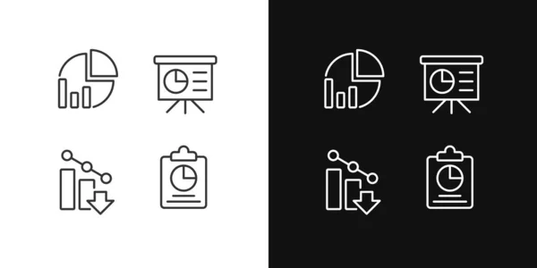 Business Analytics Pixel Perfect Linear Icons Set Dark Light Mode — ストックベクタ