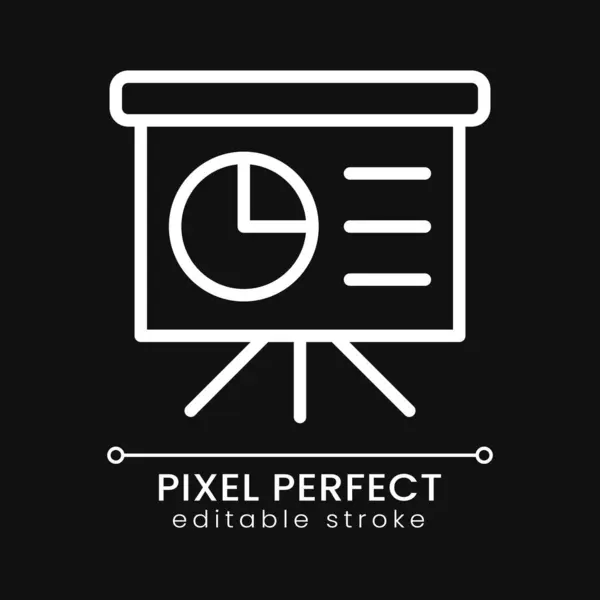Presentation Board Pixel Perfect White Linear Icon Dark Theme Visual — 图库矢量图片