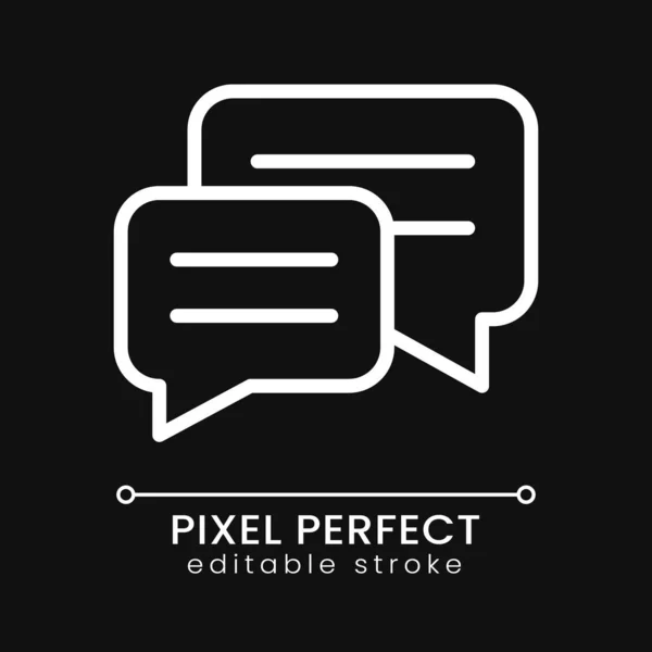 Dialogue Pixel Perfect White Linear Icon Dark Theme Online Conversation — Stock vektor