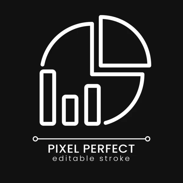 Pie Chart Pixel Perfect White Linear Icon Dark Theme Data — Vetor de Stock