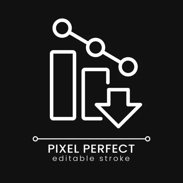 Falling Arrow Pixel Perfect White Linear Icon Dark Theme Poor — Vetor de Stock