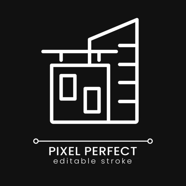 Corporate Building Pixel Perfect White Linear Icon Dark Theme Company — Vetor de Stock