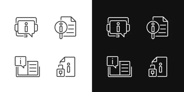Client Information Support Pixel Perfect Linear Icons Set Dark Light — Stock Vector