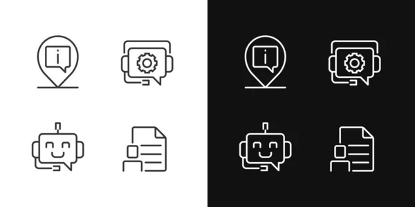 Chatbot Info Help Pixel Perfect Linear Icons Set Dark Light — Stock Vector