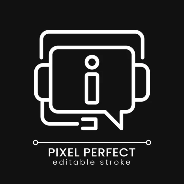 Suporte Cliente Pixel Perfeito Ícone Linear Branco Para Tema Escuro — Vetor de Stock