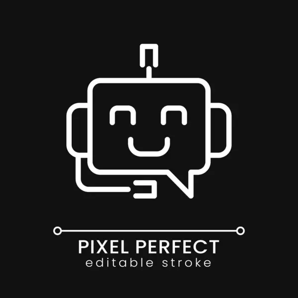 Suporte Chatbot Pixel Perfeito Ícone Linear Branco Para Tema Escuro —  Vetores de Stock