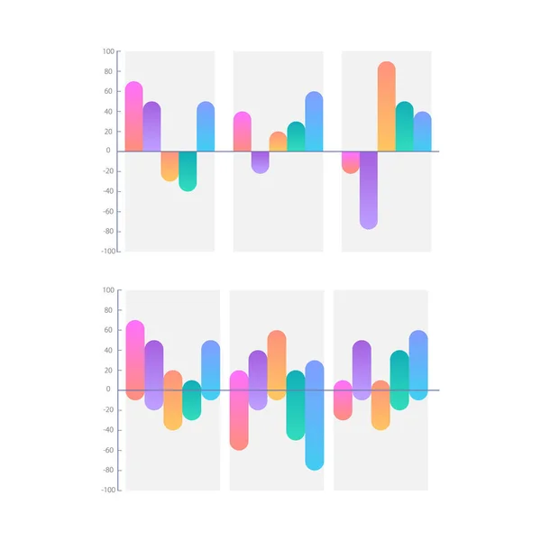 Motsatta Riktningar Lutning Infographic Diagram Design Mall Uppsättning Produktivitetsförändring Marknadsindikatorer — Stock vektor