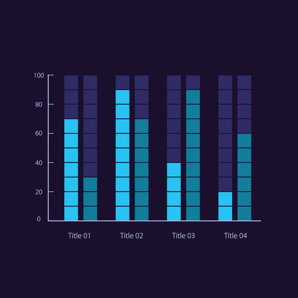 Grouped Infographic Chart Design Template Dark Theme Four Titles Growth — Image vectorielle