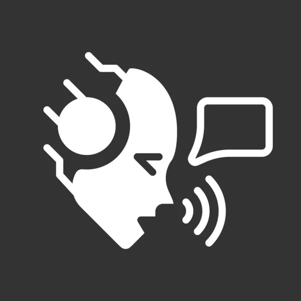 Speaks White Linear Glyph Icon Night Mode Voice Assistant Speech — Archivo Imágenes Vectoriales