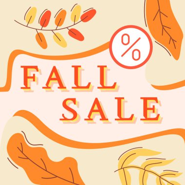 Sonbahar renkli tanıtım afişi. Vektör dekoratif tipografi. Dekoratif yazı tipi. Başlıklar için Latince senaryo. Grafik posterleri, afişler, davetiye metinleri için son moda reklamlar