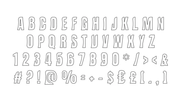 Black Linear Bold Alphabet Set Vector Decorative Typography Decorative Typeset — Stock Vector