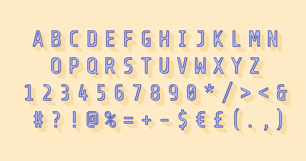 Set Alfabeto Arrotondato Moderno Blu Tipografia Decorativa Vettoriale Stile Tipografico — Vettoriale Stock