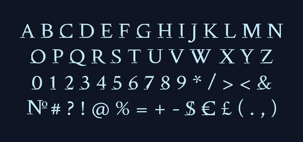 Set Alfabeto Oscuro Serif Romano Tipografia Decorativa Vettoriale Stile Tipografico — Vettoriale Stock