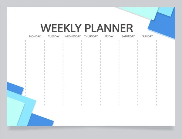 Planejador Programação Semanal Modelo Design Planilha Folha Configuração Meta Imprimível — Vetor de Stock