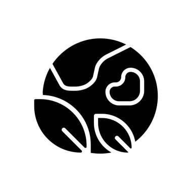 Siyah simge gezegeni kurtarılıyor. Küresel çevre koruma. Ekolojik bakım yöntemi. Uluslararası çabalar. Beyaz uzayda siluet sembolü. Piktogram sağlammış. Vektör izole illüstrasyonu