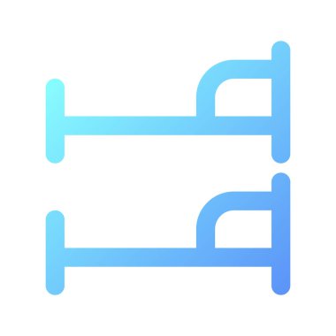 Ranza yatağı pikseli mükemmel gradyan ui simgesi. Yurt servisi. Çocukların yatak odası düzenlemesi. Satır rengi kullanıcı arayüzü sembolü. Modern tarz pictogram. Vektör izole edilmiş taslak çizimi