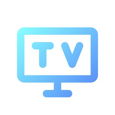 Televizyon pikseli mükemmel gradyan çizgisel ui simgesi. Oturma odası aletleri. Yayın. Otel servisi. Satır rengi kullanıcı arayüzü sembolü. Modern tarz pictogram. Vektör izole edilmiş taslak çizimi