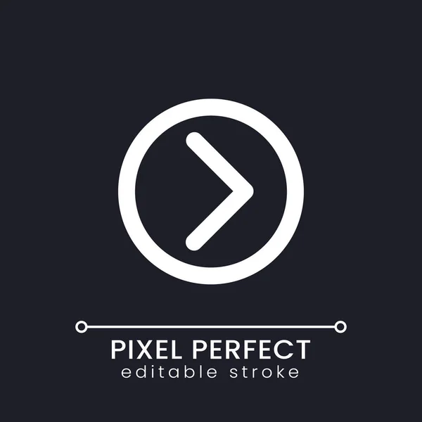 Pravý Směr Ukazatel Pixel Perfektní Bílá Lineární Ikona Pro Tmavý — Stockový vektor