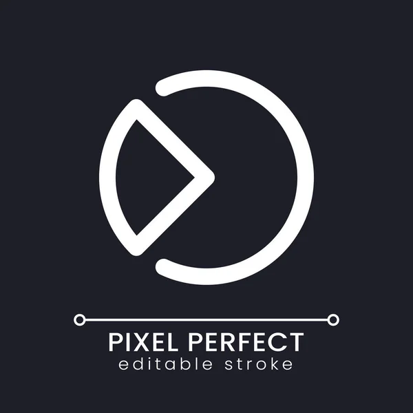 Segment Chart Pixel Perfektní Bílá Lineární Ikona Pro Tmavý Motiv — Stockový vektor