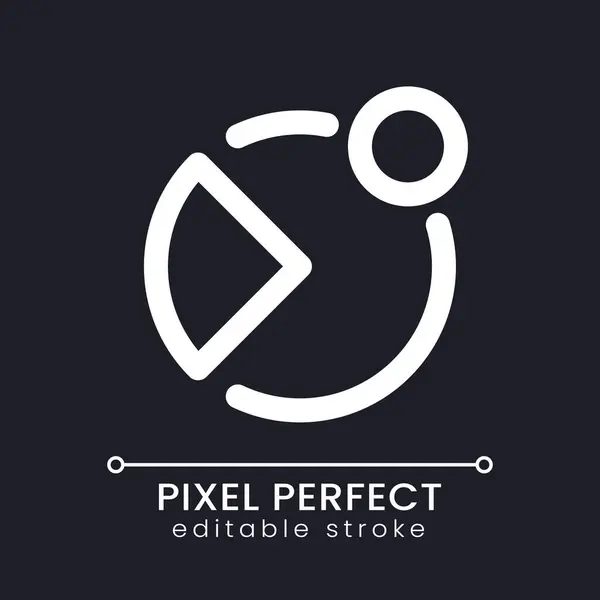 Notification Analytic App Pixel Perfect White Linear Icon Dark Theme — Stock Vector