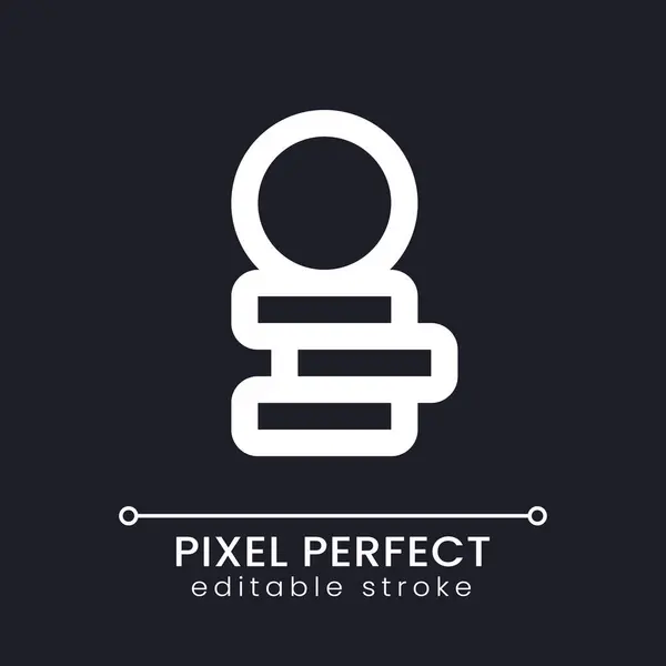 Mince Stack Pixel Perfektní Bílá Lineární Ikona Pro Tmavý Motiv — Stockový vektor