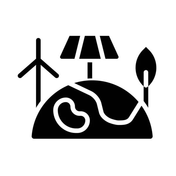 Hernieuwbare Energie Zwart Glyph Icoon Schone Elektriciteitsopwekking Duurzame Natuurlijke Bronnen — Stockvector