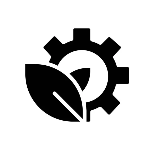 Paramètre Écologique Icône Glyphe Noir Technologie Respectueuse Environnement Industrie Durable — Image vectorielle