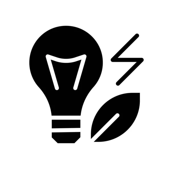 再生可能エネルギー電源ブラックグリフアイコン 環境保護法 スマートなエネルギー消費 白い空間にシルエットのシンボル 絵文字が固い ベクトル分離図 — ストックベクタ